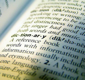 Words on page of dictionary defining "dictionary",written text of dictionary