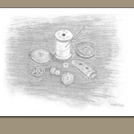 Card: Antique Buttons & Wooden Spool
