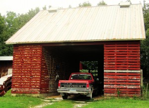 corn crib, double corn crib, truck, pick up truckc ear corn, corn storage,